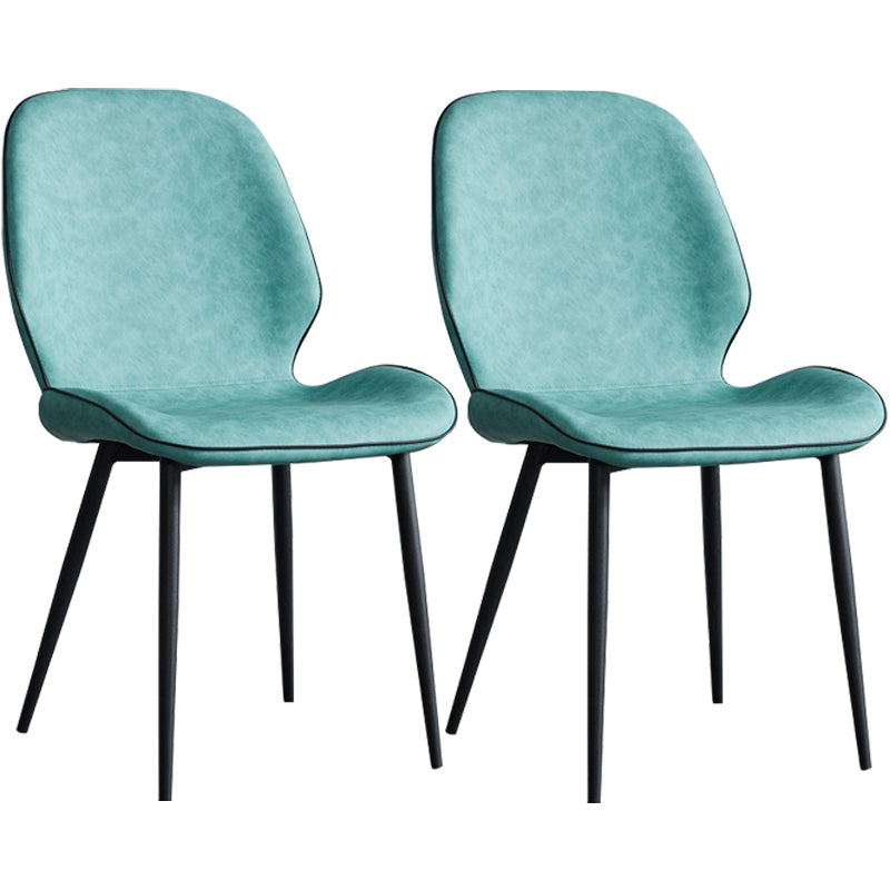 Modern Armless Dining Chairs Leather Wingback Side Chair with Metal Legs Light Green 2 Piece Set Clearhalo ' kitchen&dining_furn' 'Dining Chairs' 'Dining Tables & Seating' 'dining_chair' 'furn' 'furn_dining_chair' 'Furniture' 'furniture_dining_chair' 'Kitchen & Dining Furniture' 'kitchen' 3565490