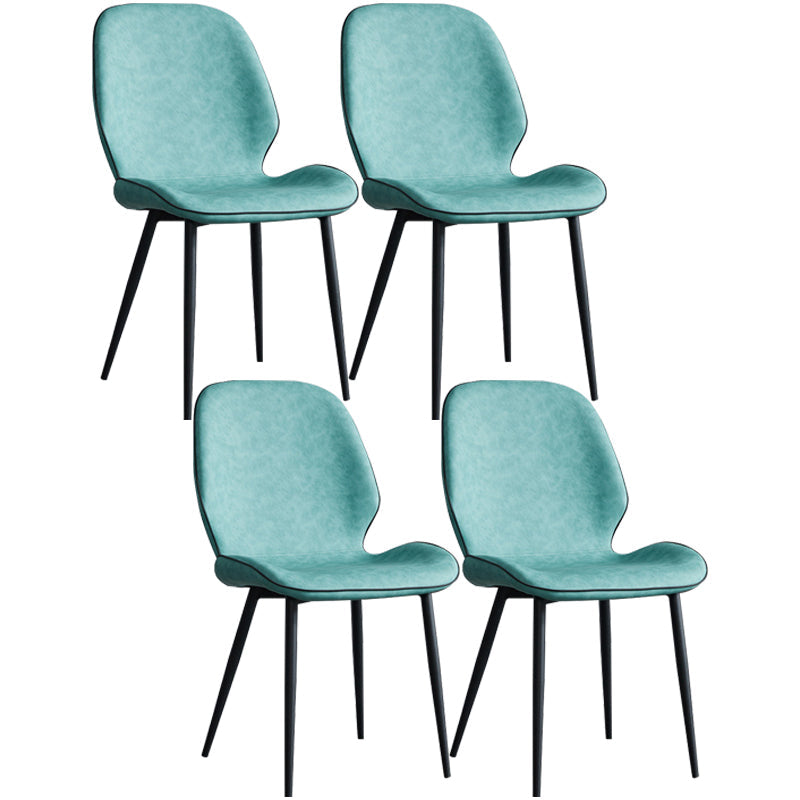 Modern Armless Dining Chairs Leather Wingback Side Chair with Metal Legs Light Green 4 Piece Set Clearhalo ' kitchen&dining_furn' 'Dining Chairs' 'Dining Tables & Seating' 'dining_chair' 'furn' 'furn_dining_chair' 'Furniture' 'furniture_dining_chair' 'Kitchen & Dining Furniture' 'kitchen' 3565492