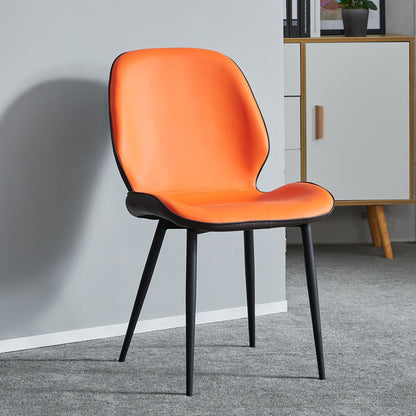 Modern Armless Dining Chairs Leather Wingback Side Chair with Metal Legs Orange 1 Piece Clearhalo ' kitchen&dining_furn' 'Dining Chairs' 'Dining Tables & Seating' 'dining_chair' 'furn' 'furn_dining_chair' 'Furniture' 'furniture_dining_chair' 'Kitchen & Dining Furniture' 'kitchen' 3565494