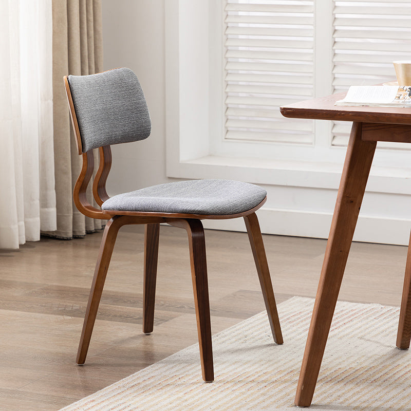 Contemporary Home Side Chair Open Back Upholstered Wood Dining Room Chair Grey 1 Piece Walnut Clearhalo ' kitchen&dining_furn' 'Dining Chairs' 'Dining Tables & Seating' 'dining_chair' 'furn' 'furn_dining_chair' 'Furniture' 'furniture_dining_chair' 'Kitchen & Dining Furniture' 'kitchen' 3565546