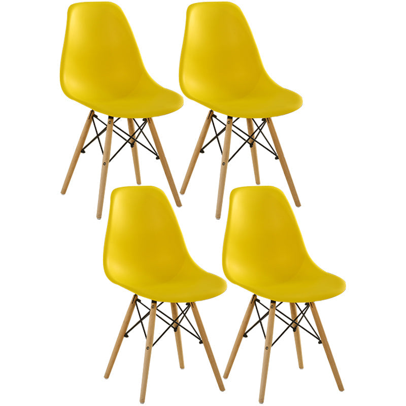 Modern Style Plastic Dining Chair Home Side Solid Back Chair for Kitchen Yellow Set of 4 Clearhalo ' kitchen&dining_furn' 'Dining Chairs' 'Dining Tables & Seating' 'dining_chair' 'Furniture' 'furniture_dining_chair' 'Kitchen & Dining Furniture' 'kitchen' 3565559