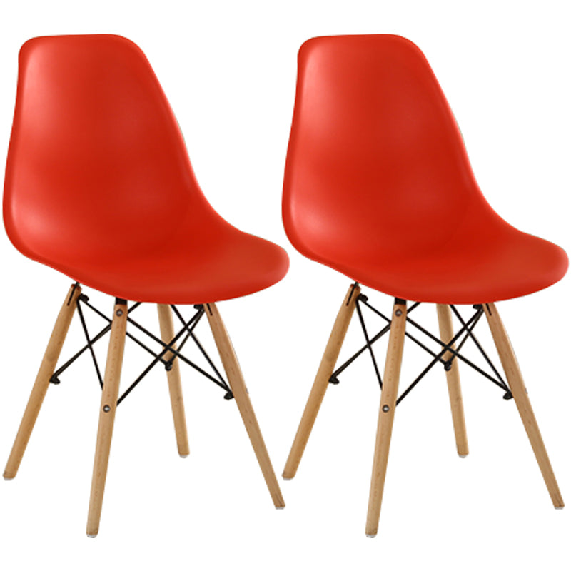 Modern Style Plastic Dining Chair Home Side Solid Back Chair for Kitchen Red Set of 2 Clearhalo ' kitchen&dining_furn' 'Dining Chairs' 'Dining Tables & Seating' 'dining_chair' 'Furniture' 'furniture_dining_chair' 'Kitchen & Dining Furniture' 'kitchen' 3565569