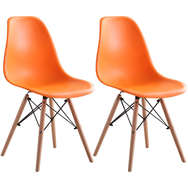 Modern Style Plastic Dining Chair Home Side Solid Back Chair for Kitchen Orange Set of 2 Clearhalo ' kitchen&dining_furn' 'Dining Chairs' 'Dining Tables & Seating' 'dining_chair' 'Furniture' 'furniture_dining_chair' 'Kitchen & Dining Furniture' 'kitchen' 3565581