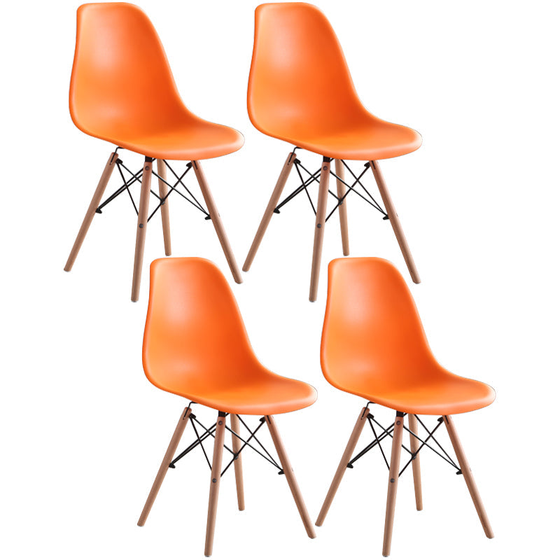 Modern Style Plastic Dining Chair Home Side Solid Back Chair for Kitchen Orange Set of 4 Clearhalo ' kitchen&dining_furn' 'Dining Chairs' 'Dining Tables & Seating' 'dining_chair' 'Furniture' 'furniture_dining_chair' 'Kitchen & Dining Furniture' 'kitchen' 3565582