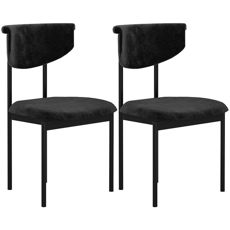 Modern Black Kitchen Dining Side Chair Upholstered Opening Back Dining Side Chair Black 2 Piece Set Clearhalo ' kitchen&dining_furn' 'Dining Chairs' 'Dining Tables & Seating' 'dining_chair' 'furn' 'furn_dining_chair' 'Furniture' 'furniture_dining_chair' 'Kitchen & Dining Furniture' 'kitchen' 3565592