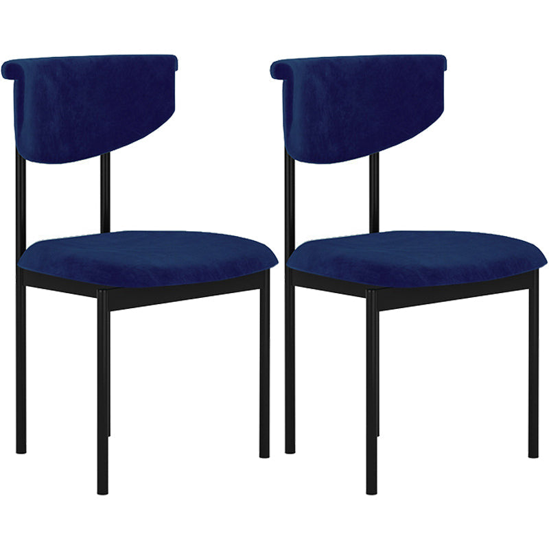 Modern Black Kitchen Dining Side Chair Upholstered Opening Back Dining Side Chair Dark Blue 2 Piece Set Clearhalo ' kitchen&dining_furn' 'Dining Chairs' 'Dining Tables & Seating' 'dining_chair' 'furn' 'furn_dining_chair' 'Furniture' 'furniture_dining_chair' 'Kitchen & Dining Furniture' 'kitchen' 3565597