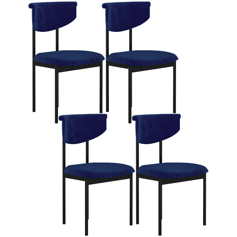 Modern Black Kitchen Dining Side Chair Upholstered Opening Back Dining Side Chair Dark Blue 4 Piece Set Clearhalo ' kitchen&dining_furn' 'Dining Chairs' 'Dining Tables & Seating' 'dining_chair' 'furn' 'furn_dining_chair' 'Furniture' 'furniture_dining_chair' 'Kitchen & Dining Furniture' 'kitchen' 3565599