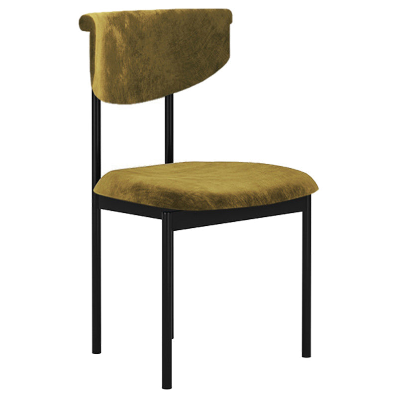 Modern Black Kitchen Dining Side Chair Upholstered Opening Back Dining Side Chair Yellow-Green 1 Piece Clearhalo ' kitchen&dining_furn' 'Dining Chairs' 'Dining Tables & Seating' 'dining_chair' 'furn' 'furn_dining_chair' 'Furniture' 'furniture_dining_chair' 'Kitchen & Dining Furniture' 'kitchen' 3565602