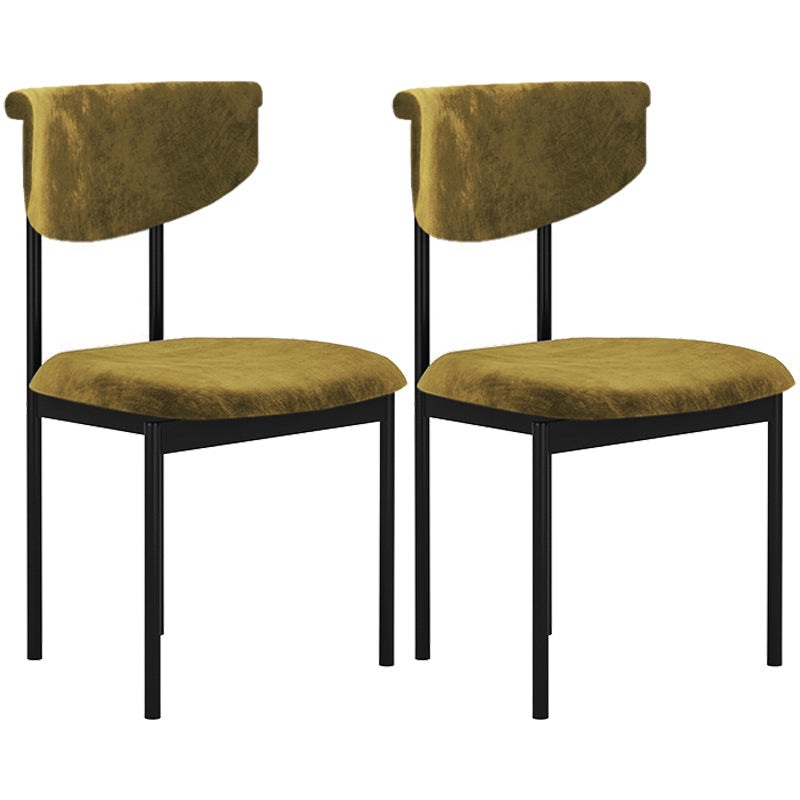 Modern Black Kitchen Dining Side Chair Upholstered Opening Back Dining Side Chair Yellow-Green 2 Piece Set Clearhalo ' kitchen&dining_furn' 'Dining Chairs' 'Dining Tables & Seating' 'dining_chair' 'furn' 'furn_dining_chair' 'Furniture' 'furniture_dining_chair' 'Kitchen & Dining Furniture' 'kitchen' 3565603