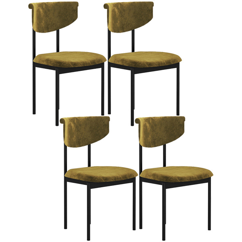 Modern Black Kitchen Dining Side Chair Upholstered Opening Back Dining Side Chair Yellow-Green 4 Piece Set Clearhalo ' kitchen&dining_furn' 'Dining Chairs' 'Dining Tables & Seating' 'dining_chair' 'furn' 'furn_dining_chair' 'Furniture' 'furniture_dining_chair' 'Kitchen & Dining Furniture' 'kitchen' 3565605