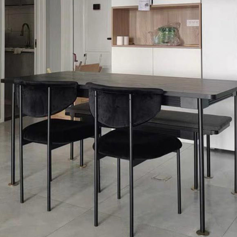 Modern Black Kitchen Dining Side Chair Upholstered Opening Back Dining Side Chair Clearhalo ' kitchen&dining_furn' 'Dining Chairs' 'Dining Tables & Seating' 'dining_chair' 'furn' 'furn_dining_chair' 'Furniture' 'furniture_dining_chair' 'Kitchen & Dining Furniture' 'kitchen' 3565607