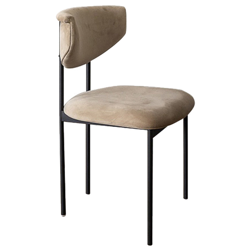 Modern Black Kitchen Dining Side Chair Upholstered Opening Back Dining Side Chair Khaki 1 Piece Clearhalo ' kitchen&dining_furn' 'Dining Chairs' 'Dining Tables & Seating' 'dining_chair' 'furn' 'furn_dining_chair' 'Furniture' 'furniture_dining_chair' 'Kitchen & Dining Furniture' 'kitchen' 3565608