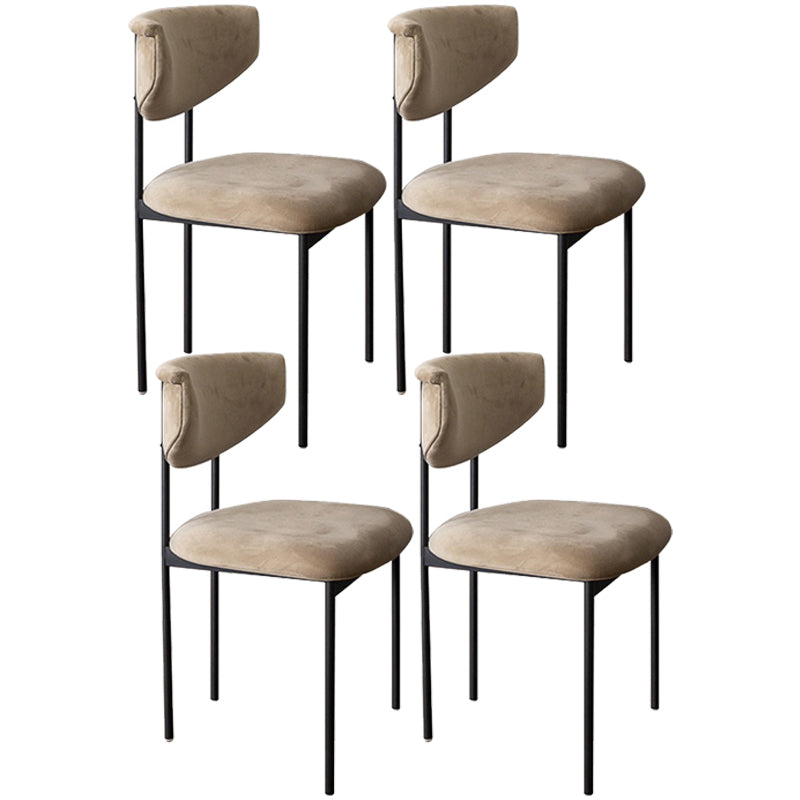 Modern Black Kitchen Dining Side Chair Upholstered Opening Back Dining Side Chair Khaki 4 Piece Set Clearhalo ' kitchen&dining_furn' 'Dining Chairs' 'Dining Tables & Seating' 'dining_chair' 'furn' 'furn_dining_chair' 'Furniture' 'furniture_dining_chair' 'Kitchen & Dining Furniture' 'kitchen' 3565611