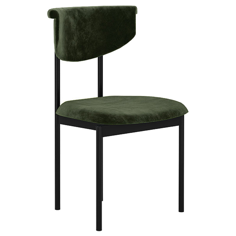 Modern Black Kitchen Dining Side Chair Upholstered Opening Back Dining Side Chair Blackish Green 1 Piece Clearhalo ' kitchen&dining_furn' 'Dining Chairs' 'Dining Tables & Seating' 'dining_chair' 'furn' 'furn_dining_chair' 'Furniture' 'furniture_dining_chair' 'Kitchen & Dining Furniture' 'kitchen' 3565612