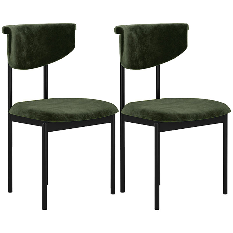 Modern Black Kitchen Dining Side Chair Upholstered Opening Back Dining Side Chair Blackish Green 2 Piece Set Clearhalo ' kitchen&dining_furn' 'Dining Chairs' 'Dining Tables & Seating' 'dining_chair' 'furn' 'furn_dining_chair' 'Furniture' 'furniture_dining_chair' 'Kitchen & Dining Furniture' 'kitchen' 3565613