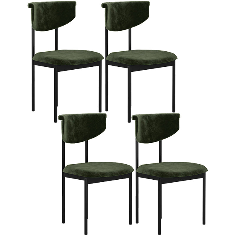 Modern Black Kitchen Dining Side Chair Upholstered Opening Back Dining Side Chair Blackish Green 4 Piece Set Clearhalo ' kitchen&dining_furn' 'Dining Chairs' 'Dining Tables & Seating' 'dining_chair' 'furn' 'furn_dining_chair' 'Furniture' 'furniture_dining_chair' 'Kitchen & Dining Furniture' 'kitchen' 3565614