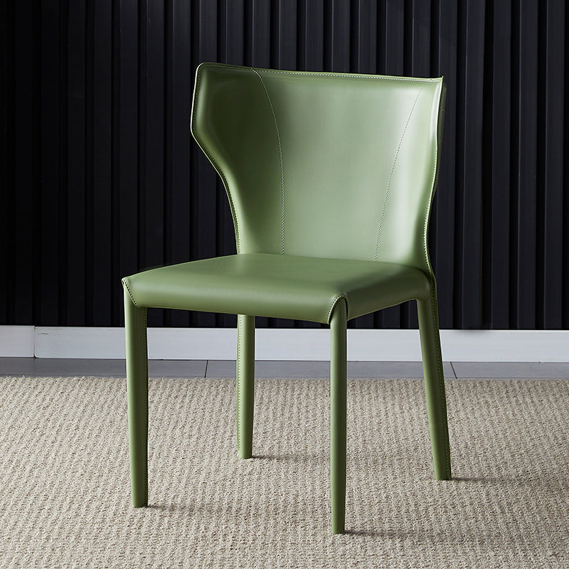 Kitchen Leather Dining Chair 32"H Wingback Side Chair with Metal 4 Legs Green 1 Piece Clearhalo ' kitchen&dining_furn' 'Dining Chairs' 'Dining Tables & Seating' 'dining_chair' 'furn' 'furn_dining_chair' 'Furniture' 'furniture_dining_chair' 'Kitchen & Dining Furniture' 'kitchen' 3565622