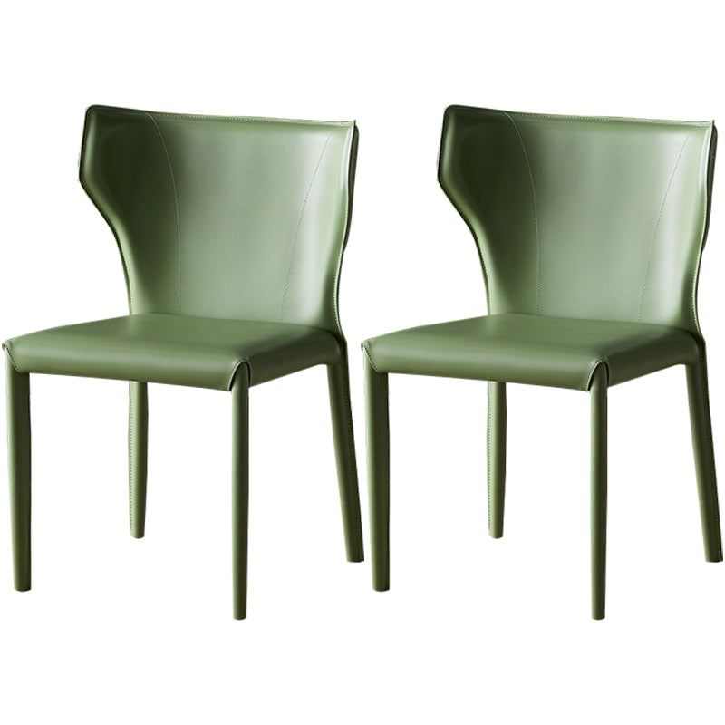 Kitchen Leather Dining Chair 32"H Wingback Side Chair with Metal 4 Legs Green 2 Piece Set Clearhalo ' kitchen&dining_furn' 'Dining Chairs' 'Dining Tables & Seating' 'dining_chair' 'furn' 'furn_dining_chair' 'Furniture' 'furniture_dining_chair' 'Kitchen & Dining Furniture' 'kitchen' 3565623