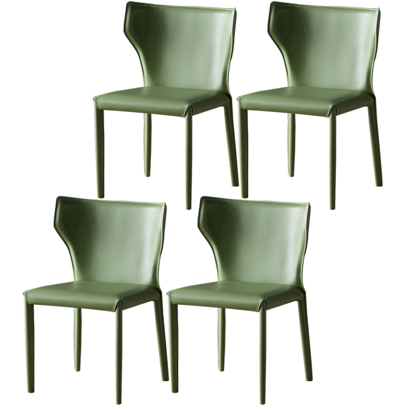 Kitchen Leather Dining Chair 32"H Wingback Side Chair with Metal 4 Legs Green 4 Piece Set Clearhalo ' kitchen&dining_furn' 'Dining Chairs' 'Dining Tables & Seating' 'dining_chair' 'furn' 'furn_dining_chair' 'Furniture' 'furniture_dining_chair' 'Kitchen & Dining Furniture' 'kitchen' 3565625