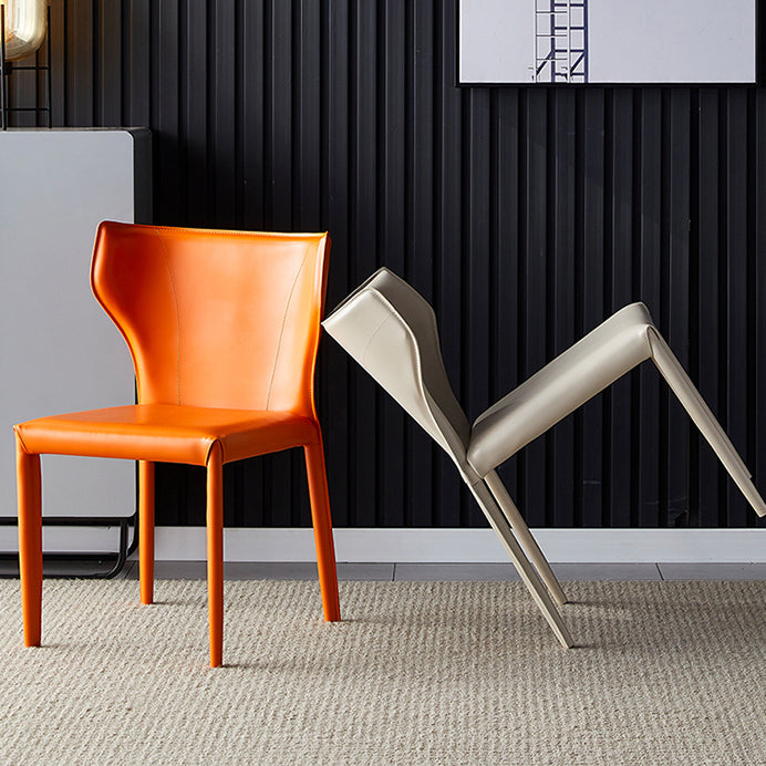 Kitchen Leather Dining Chair 32"H Wingback Side Chair with Metal 4 Legs Clearhalo ' kitchen&dining_furn' 'Dining Chairs' 'Dining Tables & Seating' 'dining_chair' 'furn' 'furn_dining_chair' 'Furniture' 'furniture_dining_chair' 'Kitchen & Dining Furniture' 'kitchen' 3565632