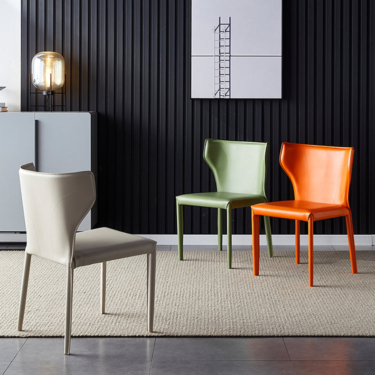 Kitchen Leather Dining Chair 32"H Wingback Side Chair with Metal 4 Legs Clearhalo ' kitchen&dining_furn' 'Dining Chairs' 'Dining Tables & Seating' 'dining_chair' 'furn' 'furn_dining_chair' 'Furniture' 'furniture_dining_chair' 'Kitchen & Dining Furniture' 'kitchen' 3565634