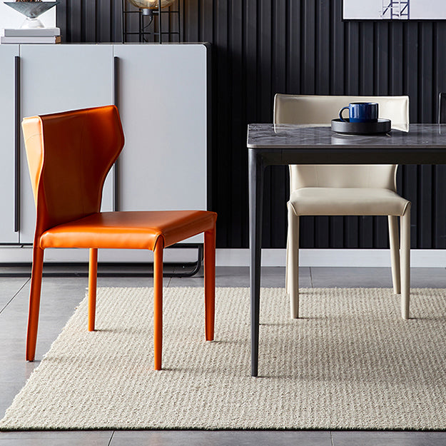 Kitchen Leather Dining Chair 32"H Wingback Side Chair with Metal 4 Legs Clearhalo ' kitchen&dining_furn' 'Dining Chairs' 'Dining Tables & Seating' 'dining_chair' 'furn' 'furn_dining_chair' 'Furniture' 'furniture_dining_chair' 'Kitchen & Dining Furniture' 'kitchen' 3565635