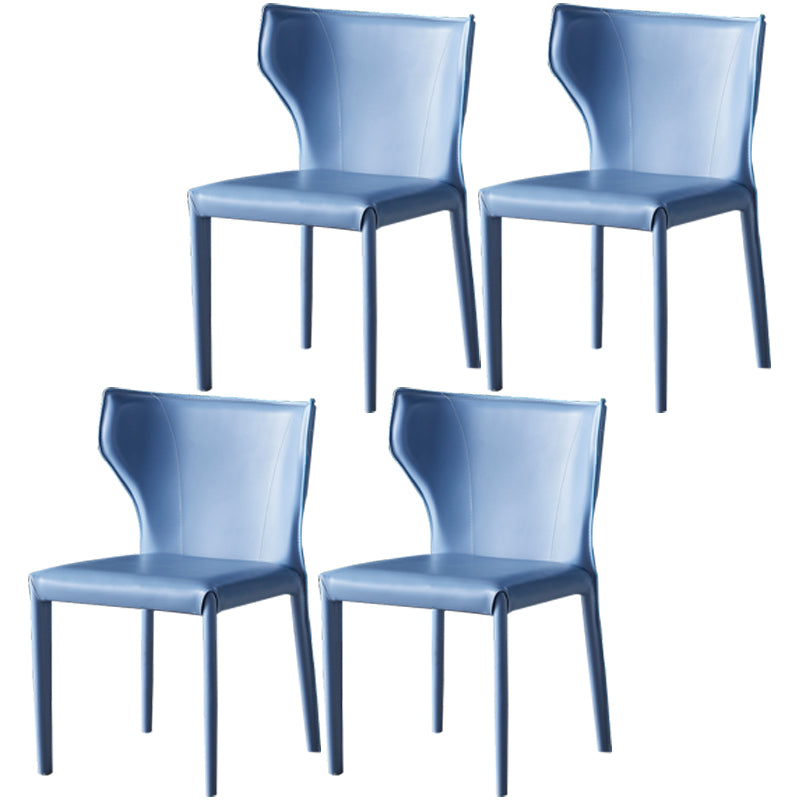 Kitchen Leather Dining Chair 32"H Wingback Side Chair with Metal 4 Legs Light Blue 4 Piece Set Clearhalo ' kitchen&dining_furn' 'Dining Chairs' 'Dining Tables & Seating' 'dining_chair' 'furn' 'furn_dining_chair' 'Furniture' 'furniture_dining_chair' 'Kitchen & Dining Furniture' 'kitchen' 3565638