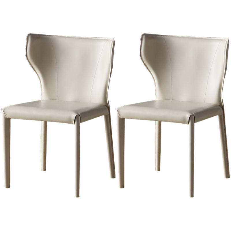Kitchen Leather Dining Chair 32"H Wingback Side Chair with Metal 4 Legs Off-White 2 Piece Set Clearhalo ' kitchen&dining_furn' 'Dining Chairs' 'Dining Tables & Seating' 'dining_chair' 'furn' 'furn_dining_chair' 'Furniture' 'furniture_dining_chair' 'Kitchen & Dining Furniture' 'kitchen' 3565643