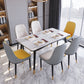 Modern White Slate Rectangular Dining Table Set with Four-leg Rubber Wood Base 7 Piece Set Clearhalo 'Dining Room Sets' 'Dining Tables & Seating' 'dining_room_set' 'furn' 'furn_dining_room_set' 'Furniture' 'furniture_dining_room_set' 'Kitchen & Dining Furniture' 'kitchen&dining_furn' 'kitchen' 3565659