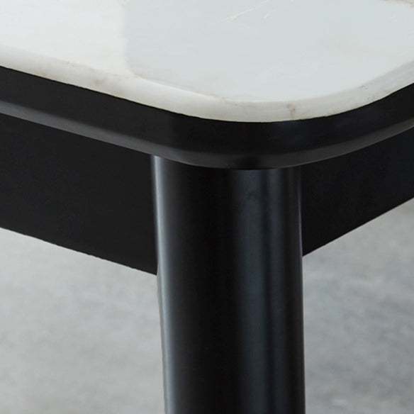 Modern White Slate Rectangular Dining Table Set with Four-leg Rubber Wood Base Clearhalo 'Dining Room Sets' 'Dining Tables & Seating' 'dining_room_set' 'furn' 'furn_dining_room_set' 'Furniture' 'furniture_dining_room_set' 'Kitchen & Dining Furniture' 'kitchen&dining_furn' 'kitchen' 3565662