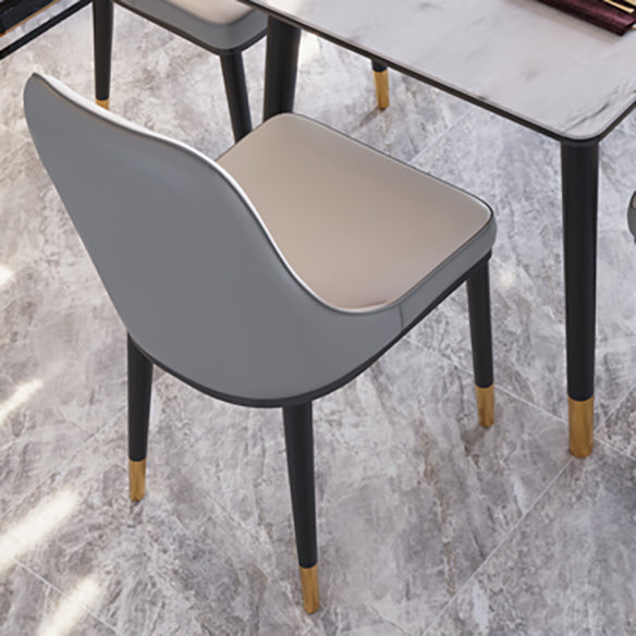 Modern White Slate Rectangular Dining Table Set with Four-leg Rubber Wood Base Clearhalo 'Dining Room Sets' 'Dining Tables & Seating' 'dining_room_set' 'furn' 'furn_dining_room_set' 'Furniture' 'furniture_dining_room_set' 'Kitchen & Dining Furniture' 'kitchen&dining_furn' 'kitchen' 3565666