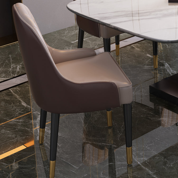 Dining Room Set Modern Metal Frame White Slate Rectangular Dining Table Set for Home Clearhalo 'Dining Room Sets' 'Dining Tables & Seating' 'dining_room_set' 'furn' 'furn_dining_room_set' 'Furniture' 'furniture_dining_room_set' 'Kitchen & Dining Furniture' 'kitchen&dining_furn' 'kitchen' 3565683