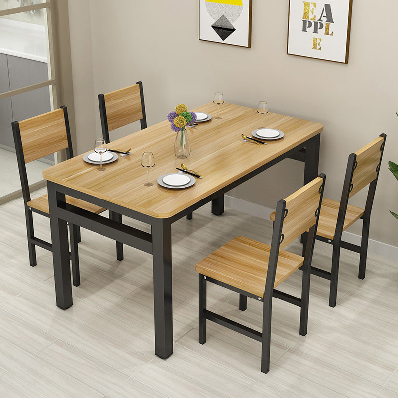Modern Style MDF Dining Table Set Rectangular Dining Table with Metal Base Clearhalo 'Dining Room Sets' 'Dining Tables & Seating' 'dining_room_set' 'furn' 'furn_dining_room_set' 'Furniture' 'furniture_dining_room_set' 'Kitchen & Dining Furniture' 'kitchen&dining_furn' 'kitchen' 3565693