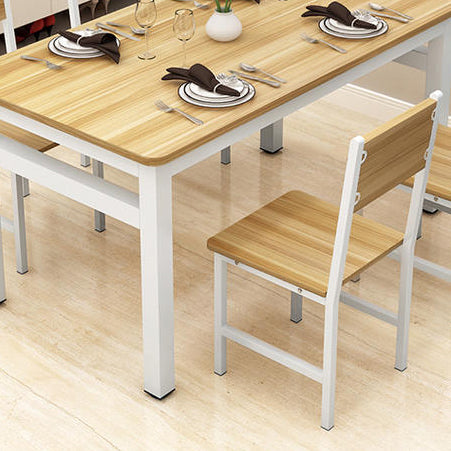 Modern Style MDF Dining Table Set Rectangular Dining Table with Metal Base Clearhalo 'Dining Room Sets' 'Dining Tables & Seating' 'dining_room_set' 'furn' 'furn_dining_room_set' 'Furniture' 'furniture_dining_room_set' 'Kitchen & Dining Furniture' 'kitchen&dining_furn' 'kitchen' 3565697