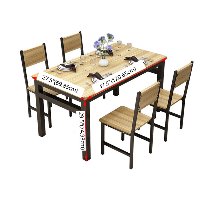 Modern Style MDF Dining Table Set Rectangular Dining Table with Metal Base Clearhalo 'Dining Room Sets' 'Dining Tables & Seating' 'dining_room_set' 'furn' 'furn_dining_room_set' 'Furniture' 'furniture_dining_room_set' 'Kitchen & Dining Furniture' 'kitchen&dining_furn' 'kitchen' 3565698