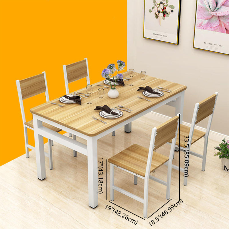 Modern Style MDF Dining Table Set Rectangular Dining Table with Metal Base Clearhalo 'Dining Room Sets' 'Dining Tables & Seating' 'dining_room_set' 'furn' 'furn_dining_room_set' 'Furniture' 'furniture_dining_room_set' 'Kitchen & Dining Furniture' 'kitchen&dining_furn' 'kitchen' 3565701