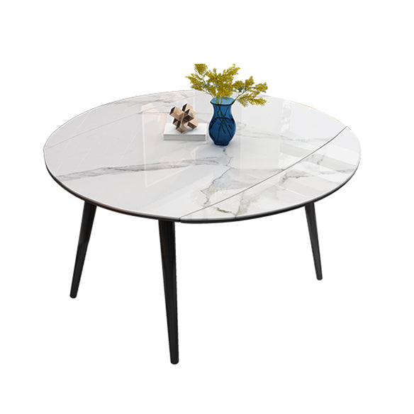 Contemporary Sintered Stone Top Dining Furniture 4 Black Legs Table Collapsible for Kitchen Clearhalo 'Dining Room Sets' 'Dining Tables & Seating' 'dining_room_set' 'furn' 'furn_dining_room_set' 'Furniture' 'furniture_dining_room_set' 'Kitchen & Dining Furniture' 'kitchen&dining_furn' 'kitchen' 3565706