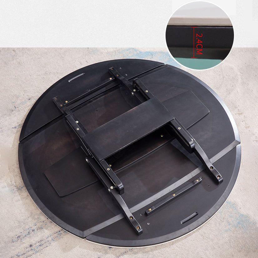 Contemporary Sintered Stone Top Dining Furniture 4 Black Legs Table Collapsible for Kitchen Clearhalo 'Dining Room Sets' 'Dining Tables & Seating' 'dining_room_set' 'furn' 'furn_dining_room_set' 'Furniture' 'furniture_dining_room_set' 'Kitchen & Dining Furniture' 'kitchen&dining_furn' 'kitchen' 3565707