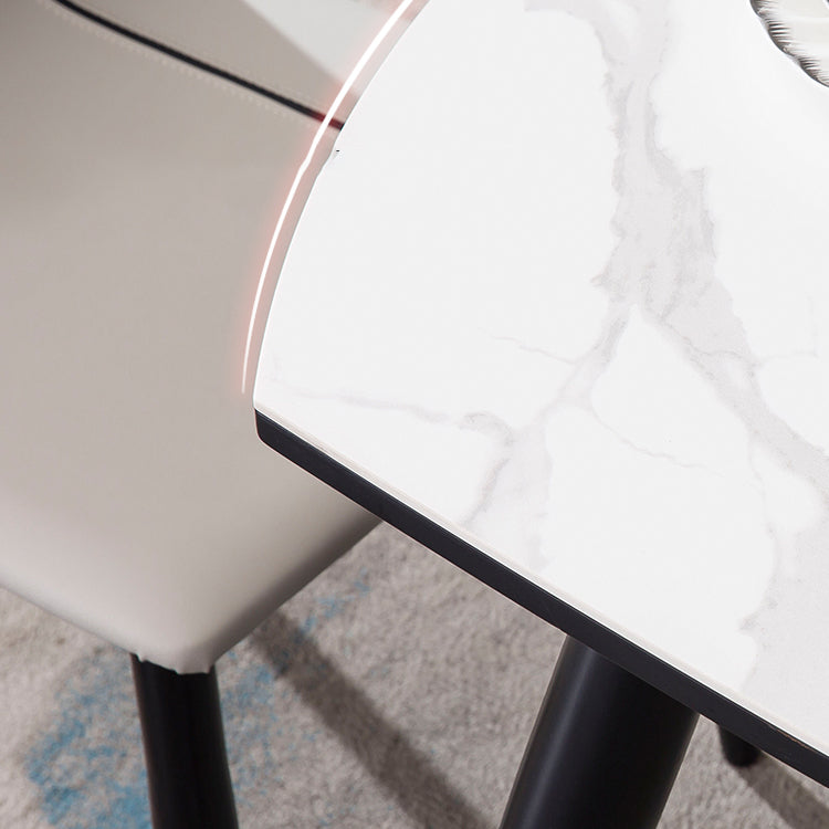 Contemporary Sintered Stone Top Dining Furniture 4 Black Legs Table Collapsible for Kitchen Clearhalo 'Dining Room Sets' 'Dining Tables & Seating' 'dining_room_set' 'furn' 'furn_dining_room_set' 'Furniture' 'furniture_dining_room_set' 'Kitchen & Dining Furniture' 'kitchen&dining_furn' 'kitchen' 3565709