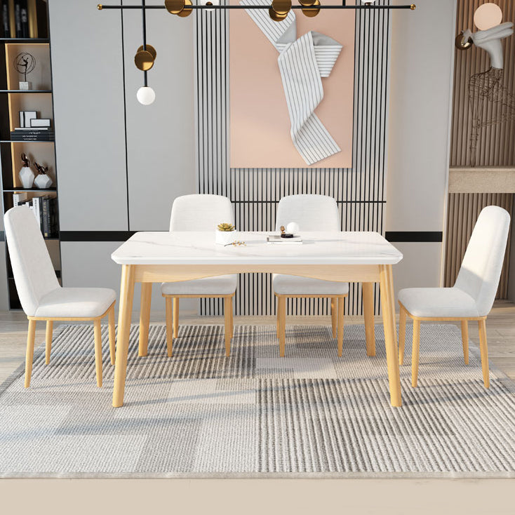 Fixed Minimalist Sintered Stone Top Kitchen Table Set of Light Brown Legs Base for Dining Room Clearhalo 'Dining Room Sets' 'Dining Tables & Seating' 'dining_room_set' 'furn' 'furn_dining_room_set' 'Furniture' 'furniture_dining_room_set' 'Kitchen & Dining Furniture' 'kitchen&dining_furn' 'kitchen' 3565718