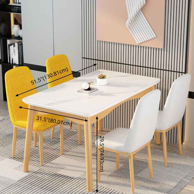 Fixed Minimalist Sintered Stone Top Kitchen Table Set of Light Brown Legs Base for Dining Room Clearhalo 'Dining Room Sets' 'Dining Tables & Seating' 'dining_room_set' 'furn' 'furn_dining_room_set' 'Furniture' 'furniture_dining_room_set' 'Kitchen & Dining Furniture' 'kitchen&dining_furn' 'kitchen' 3565725