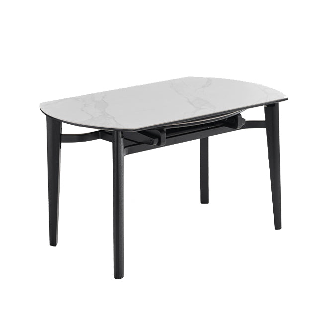 Contemporary Collapsible Sintered Stone Dining Room Table with 4 Solid Wood Legs Kitchen Dining Set Clearhalo 'Dining Room Sets' 'Dining Tables & Seating' 'dining_room_set' 'furn' 'furn_dining_room_set' 'Furniture' 'furniture_dining_room_set' 'Kitchen & Dining Furniture' 'kitchen&dining_furn' 'kitchen' 3565733