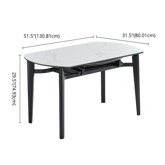 Contemporary Collapsible Sintered Stone Dining Room Table with 4 Solid Wood Legs Kitchen Dining Set Clearhalo 'Dining Room Sets' 'Dining Tables & Seating' 'dining_room_set' 'furn' 'furn_dining_room_set' 'Furniture' 'furniture_dining_room_set' 'Kitchen & Dining Furniture' 'kitchen&dining_furn' 'kitchen' 3565738