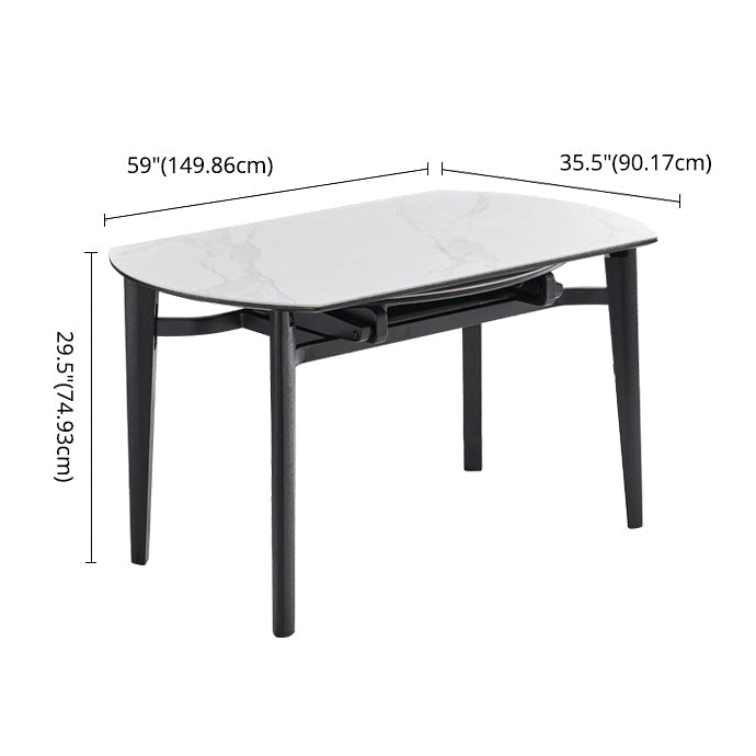 Contemporary Collapsible Sintered Stone Dining Room Table with 4 Solid Wood Legs Kitchen Dining Set Clearhalo 'Dining Room Sets' 'Dining Tables & Seating' 'dining_room_set' 'furn' 'furn_dining_room_set' 'Furniture' 'furniture_dining_room_set' 'Kitchen & Dining Furniture' 'kitchen&dining_furn' 'kitchen' 3565739