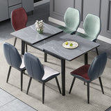 Modern Collapsible Sintered Stone Dining Room Table with 4 Metal Legs for Kitchen Dining Set Clearhalo 'Dining Room Sets' 'Dining Tables & Seating' 'dining_room_set' 'furn' 'furn_dining_room_set' 'Furniture' 'furniture_dining_room_set' 'Kitchen & Dining Furniture' 'kitchen&dining_furn' 'kitchen' 3565743