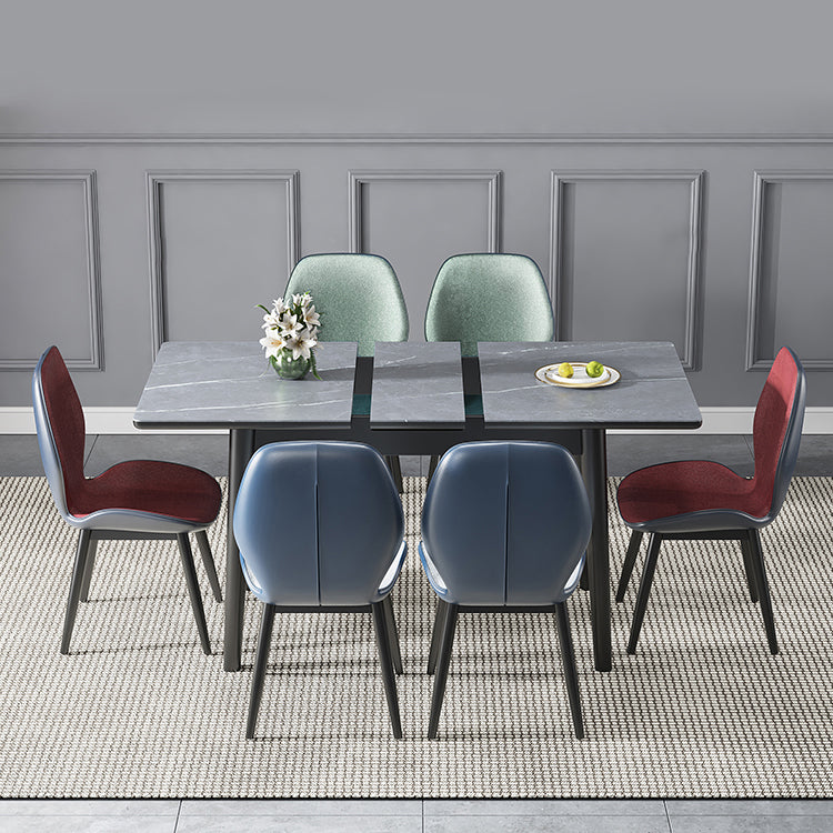Modern Collapsible Sintered Stone Dining Room Table with 4 Metal Legs for Kitchen Dining Set Clearhalo 'Dining Room Sets' 'Dining Tables & Seating' 'dining_room_set' 'furn' 'furn_dining_room_set' 'Furniture' 'furniture_dining_room_set' 'Kitchen & Dining Furniture' 'kitchen&dining_furn' 'kitchen' 3565744