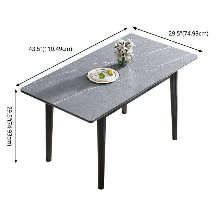 Modern Collapsible Sintered Stone Dining Room Table with 4 Metal Legs for Kitchen Dining Set Clearhalo 'Dining Room Sets' 'Dining Tables & Seating' 'dining_room_set' 'furn' 'furn_dining_room_set' 'Furniture' 'furniture_dining_room_set' 'Kitchen & Dining Furniture' 'kitchen&dining_furn' 'kitchen' 3565750