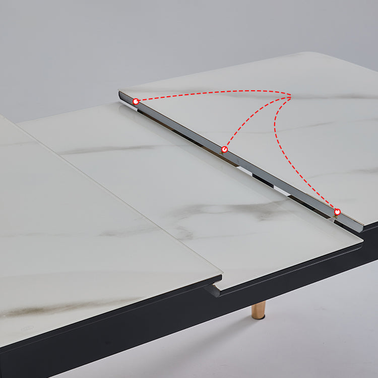 Dining Room Set Contemporary Rectangular Extendable Sintered Stone Dining Table with Wood Base Clearhalo 'Dining Room Sets' 'Dining Tables & Seating' 'dining_room_set' 'furn' 'furn_dining_room_set' 'Furniture' 'furniture_dining_room_set' 'Kitchen & Dining Furniture' 'kitchen&dining_furn' 'kitchen' 3565760