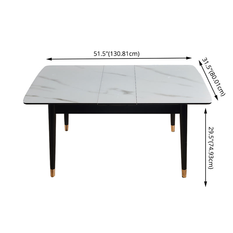 Dining Room Set Contemporary Rectangular Extendable Sintered Stone Dining Table with Wood Base Clearhalo 'Dining Room Sets' 'Dining Tables & Seating' 'dining_room_set' 'furn' 'furn_dining_room_set' 'Furniture' 'furniture_dining_room_set' 'Kitchen & Dining Furniture' 'kitchen&dining_furn' 'kitchen' 3565763