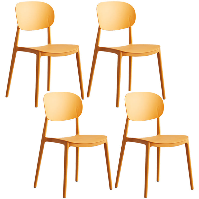 Plastic Scandinavian Dining Room Chair Matte Finish Open Back Dining Side Chair Orange 4 Piece Set Clearhalo ' kitchen&dining_furn' 'Dining Chairs' 'Dining Tables & Seating' 'dining_chair' 'furn' 'furn_dining_chair' 'Furniture' 'furniture_dining_chair' 'Kitchen & Dining Furniture' 'kitchen' 3568300